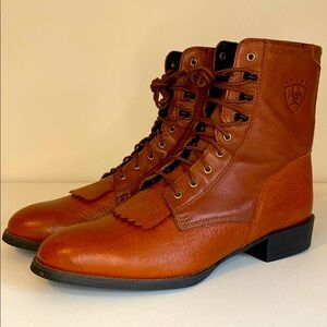 Ariat Men's Heritage Lacer Brown Leather Boots size 13 removable kiltie fringe